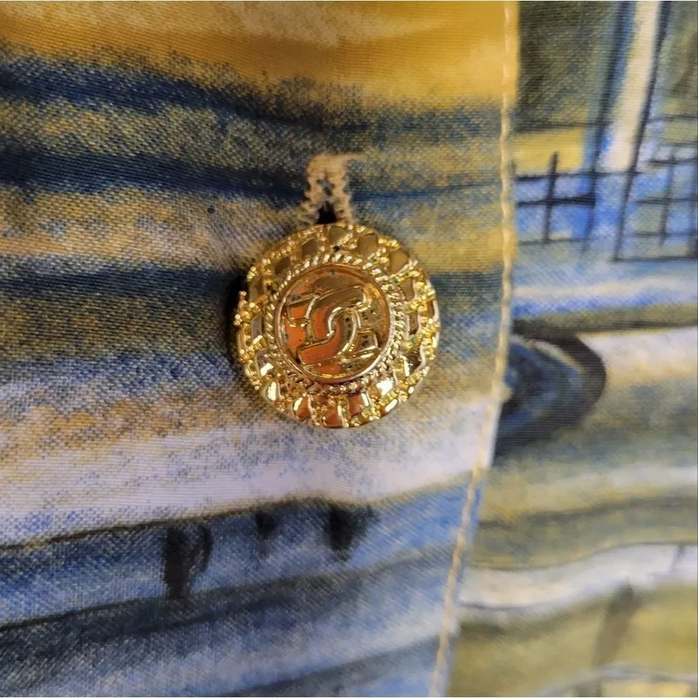 Vintage Wild Thyme oversized long sleeve printed button down shirt. - Picture 8 of 14